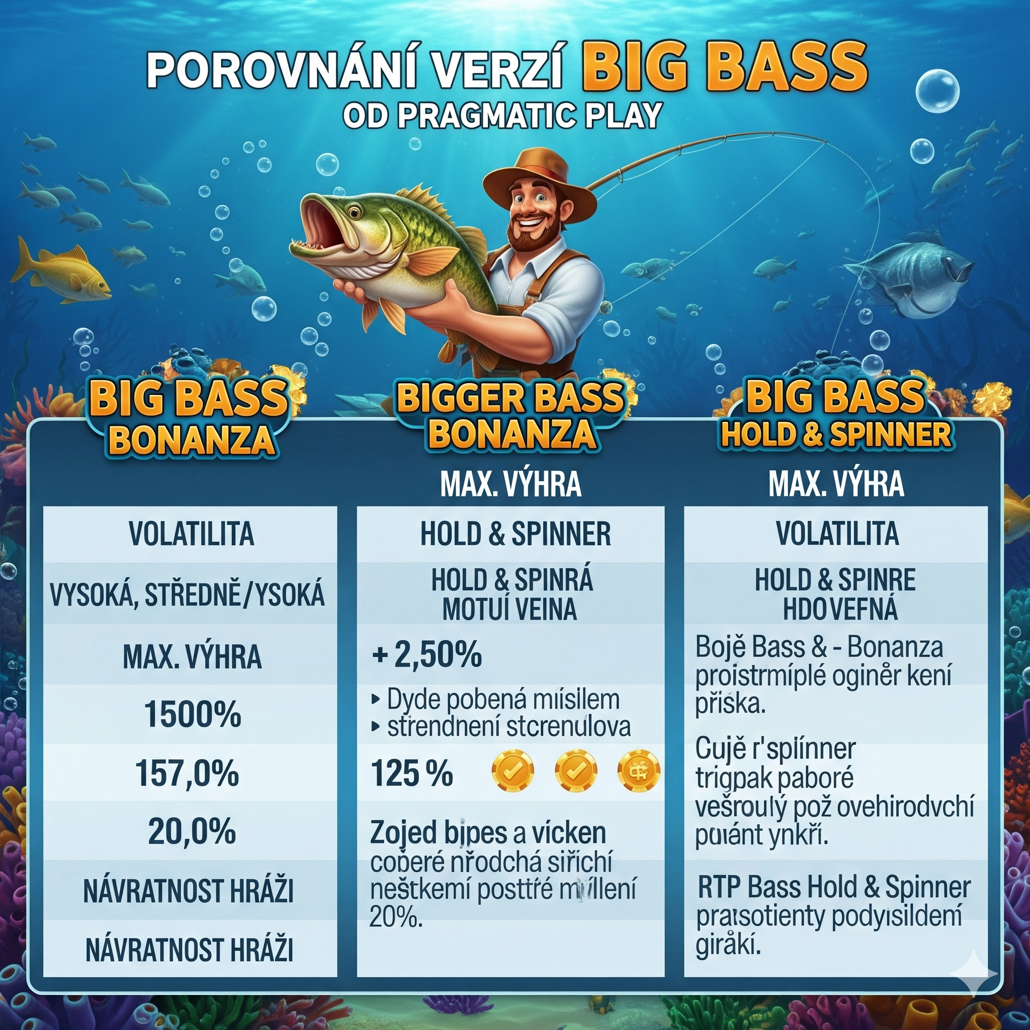 Comparison of different Big Bass series versions from Pragmatic Play