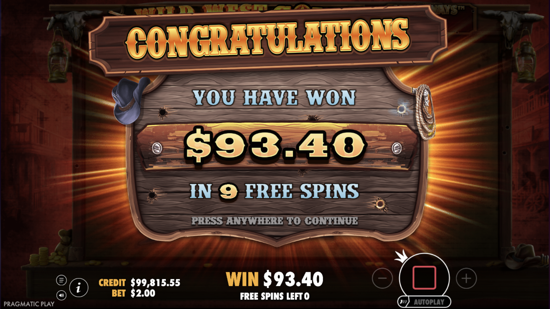 Final summary of Wild West Gold Megaways on Mostbet platform