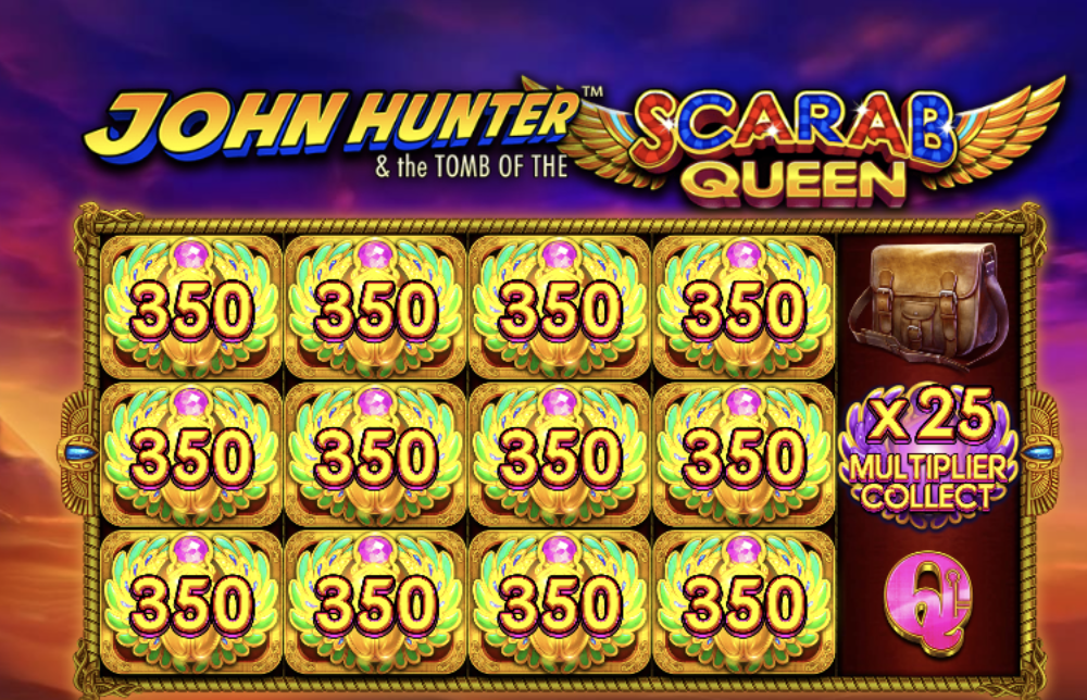 John Hunter and the Tomb of the Scarab Queen game interface on Mostbet platform with Egyptian theme