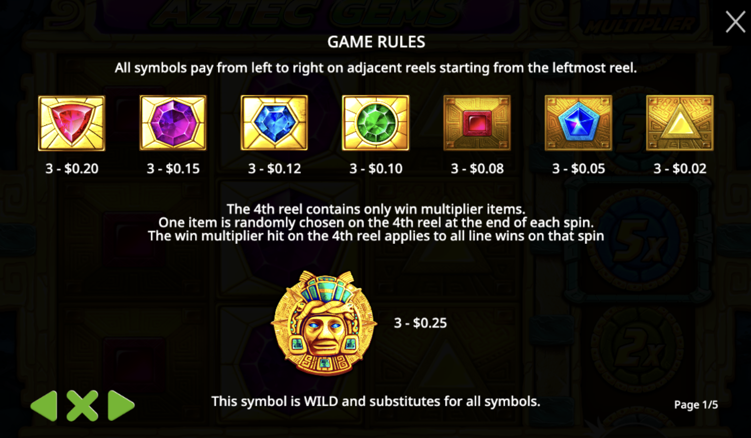 Multiplier symbols and their stacking in Aztec Gems