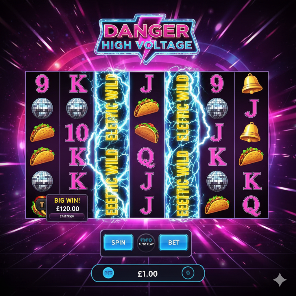 Base game features of Danger High Voltage including Electric Wilds feature