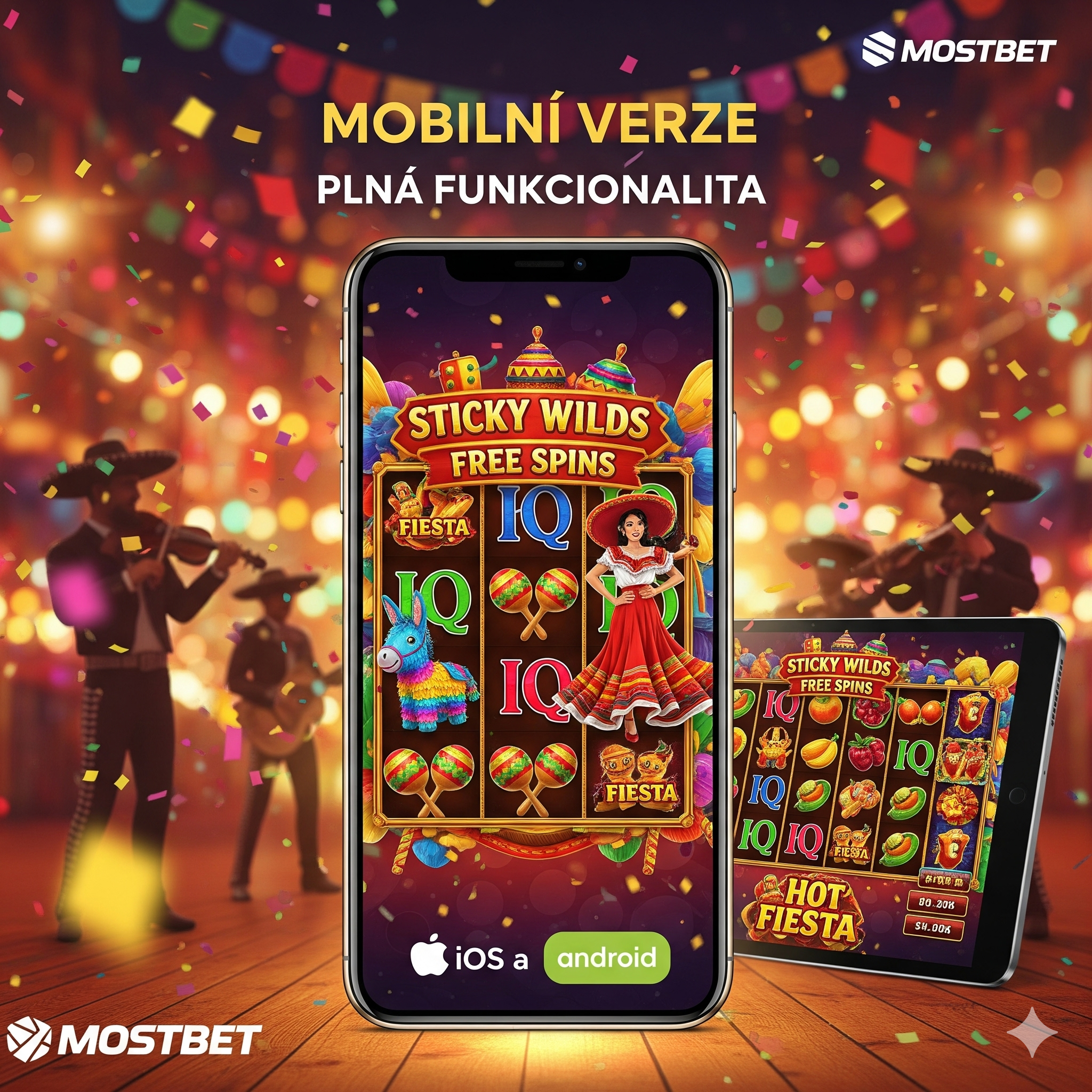 Mobile version of Hot Fiesta on Mostbet app for iOS and Android with full functionality