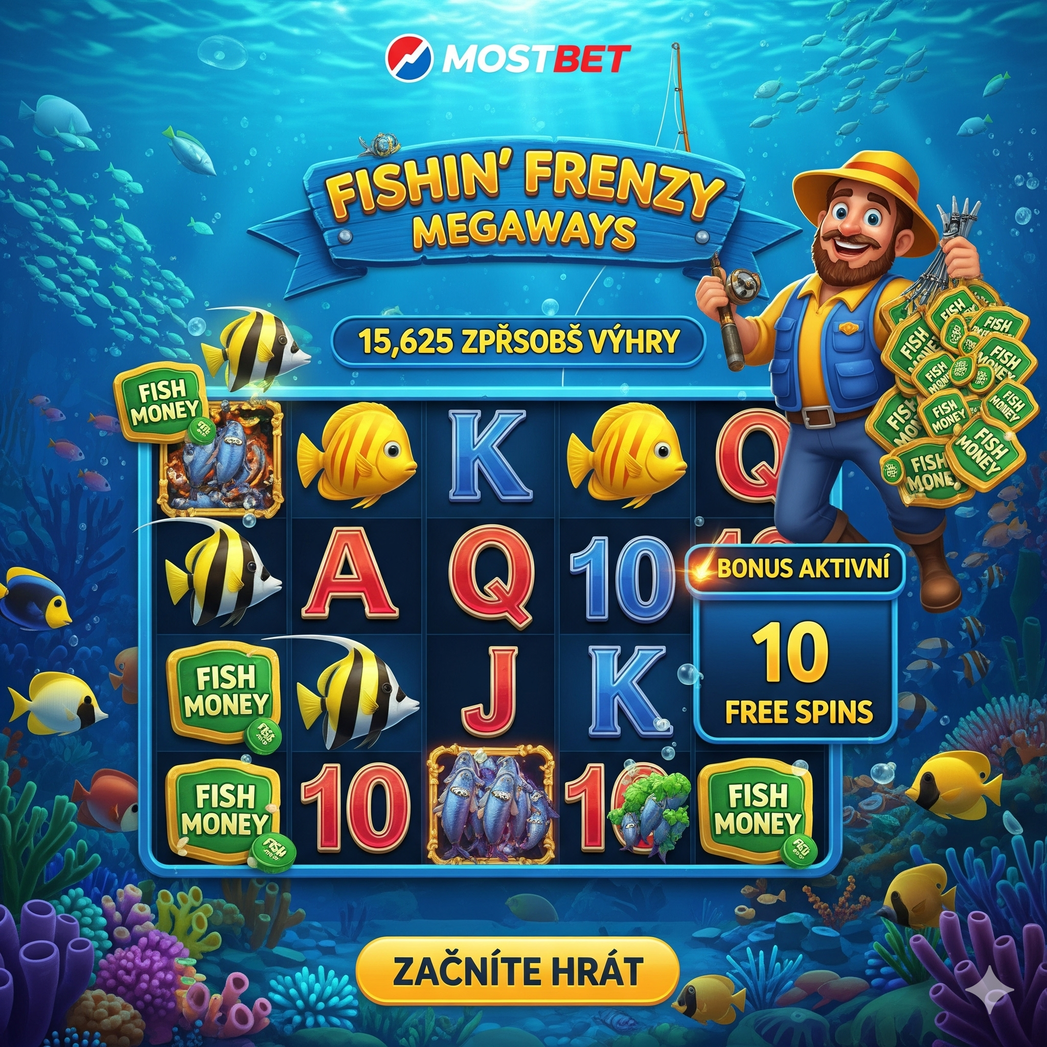 Start playing Fishin' Frenzy Megaways on Mostbet
