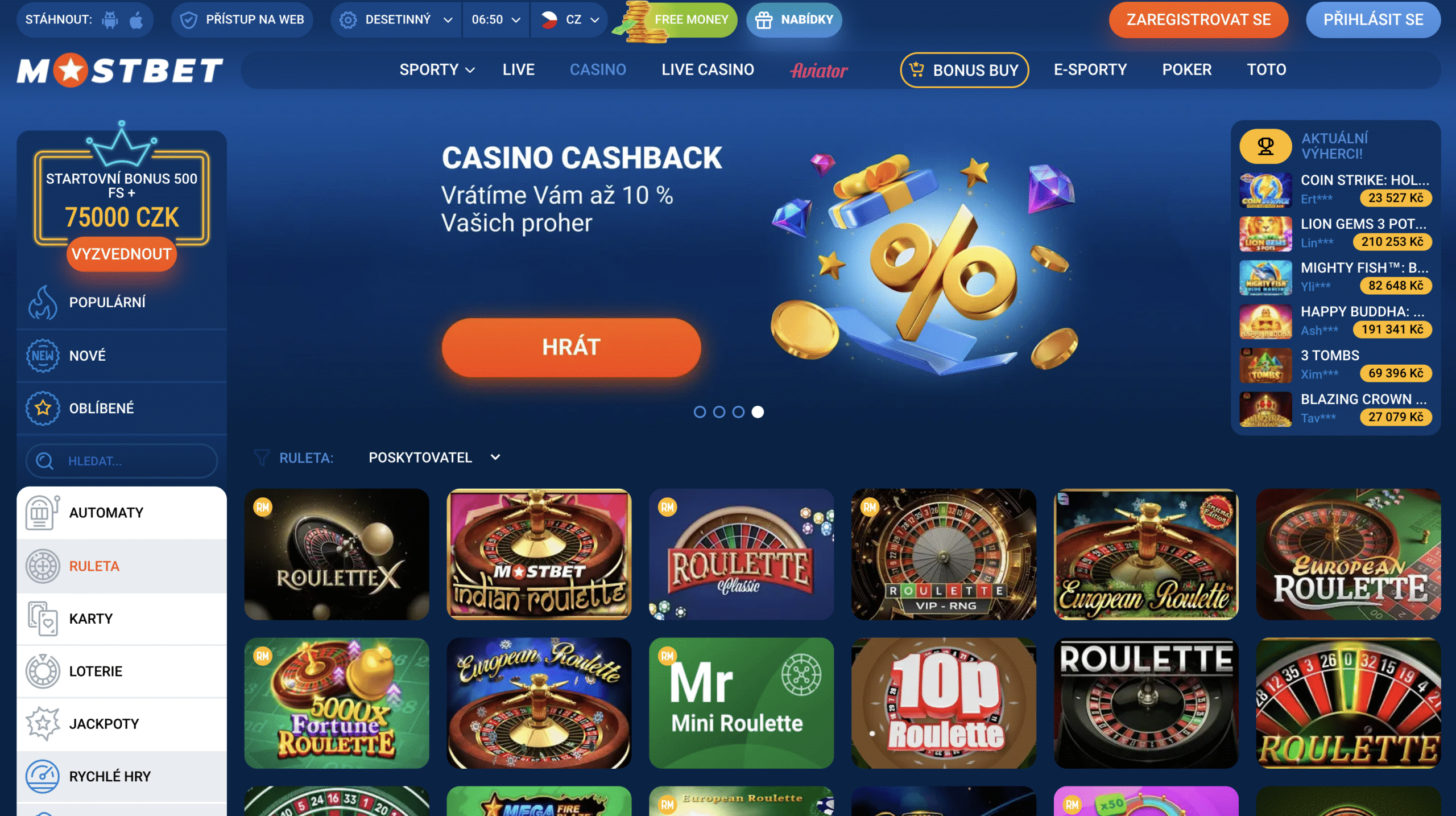 Mostbet CZ Roulette - Online and Live with Dealers