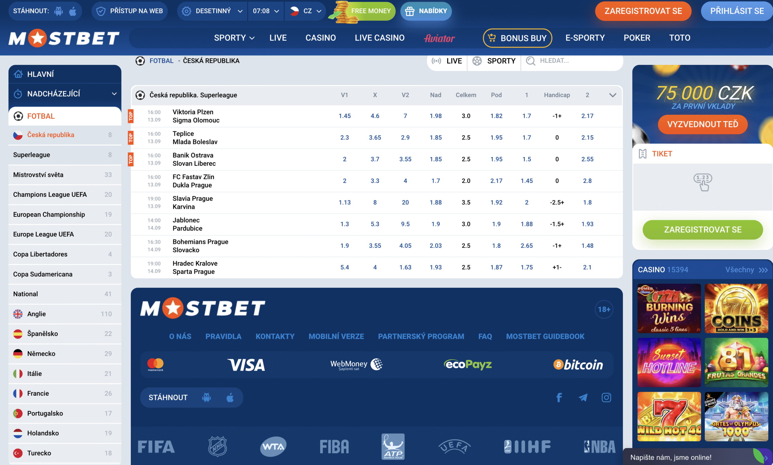 Czech League Mostbet - Fortuna League and Domestic Competitions