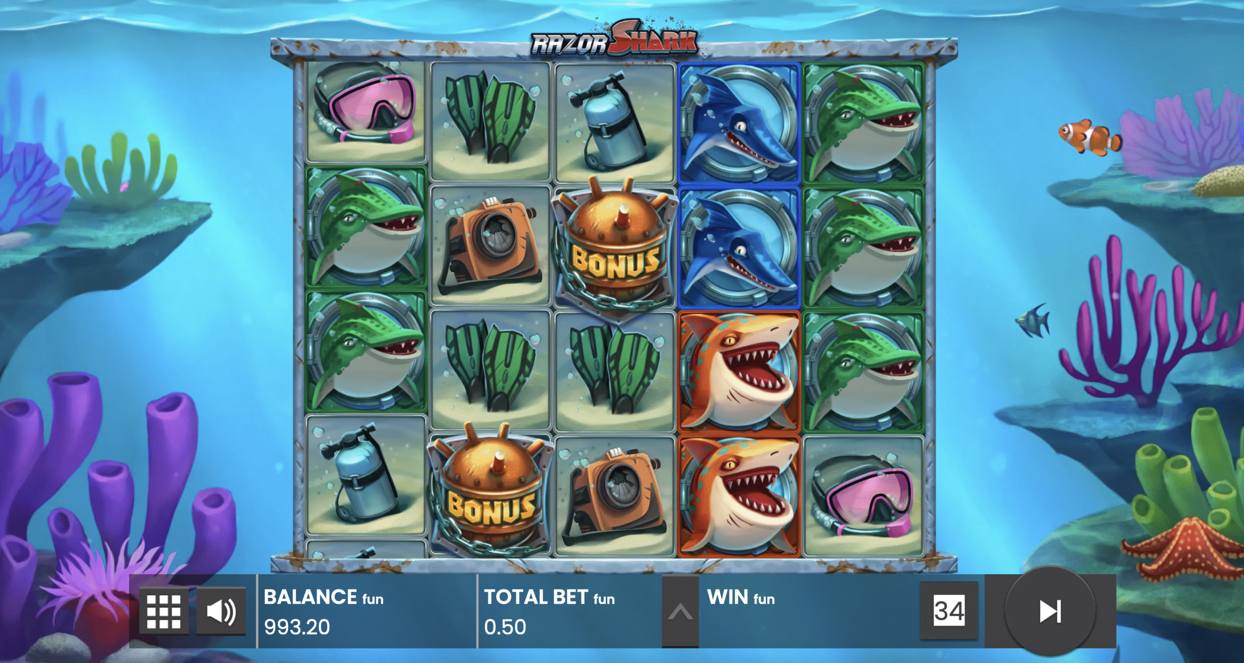 Podvodní herní prostředí Razor Shark od Push Gaming