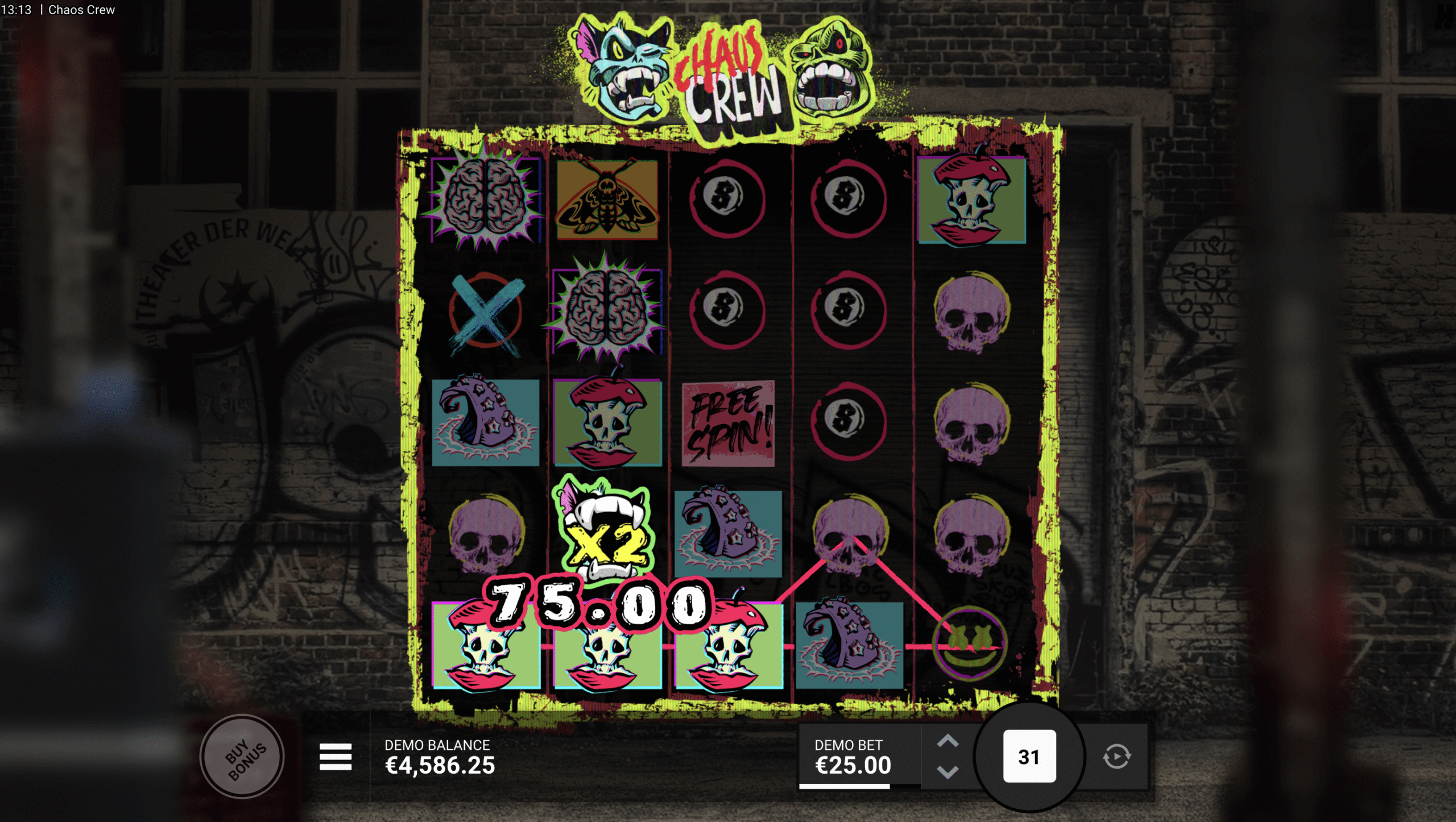 Progresivní multiplikátory avalanche v Chaos Crew