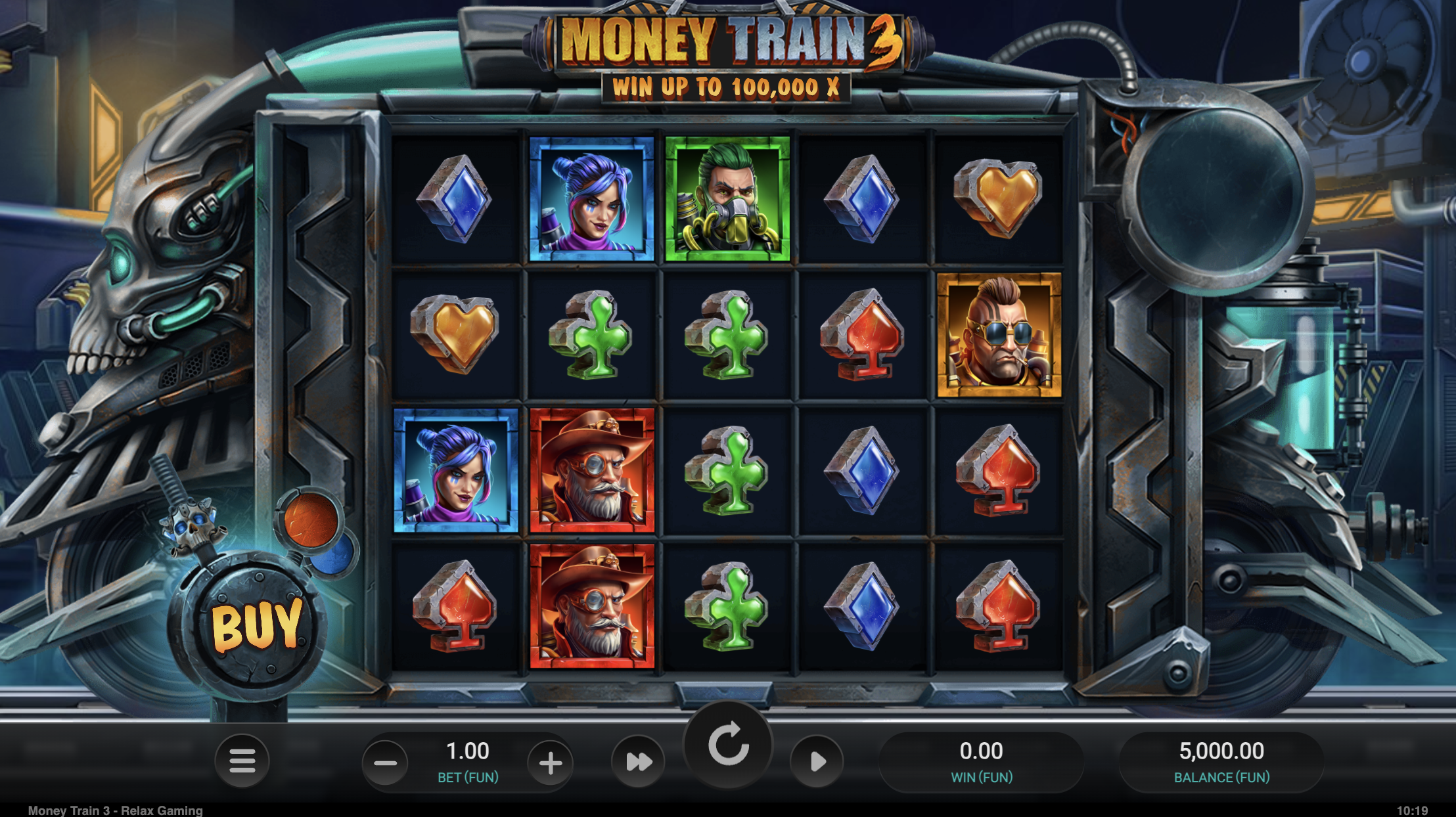 Money Train 3 game interface on Mostbet with new Persistent symbols and enhanced graphics