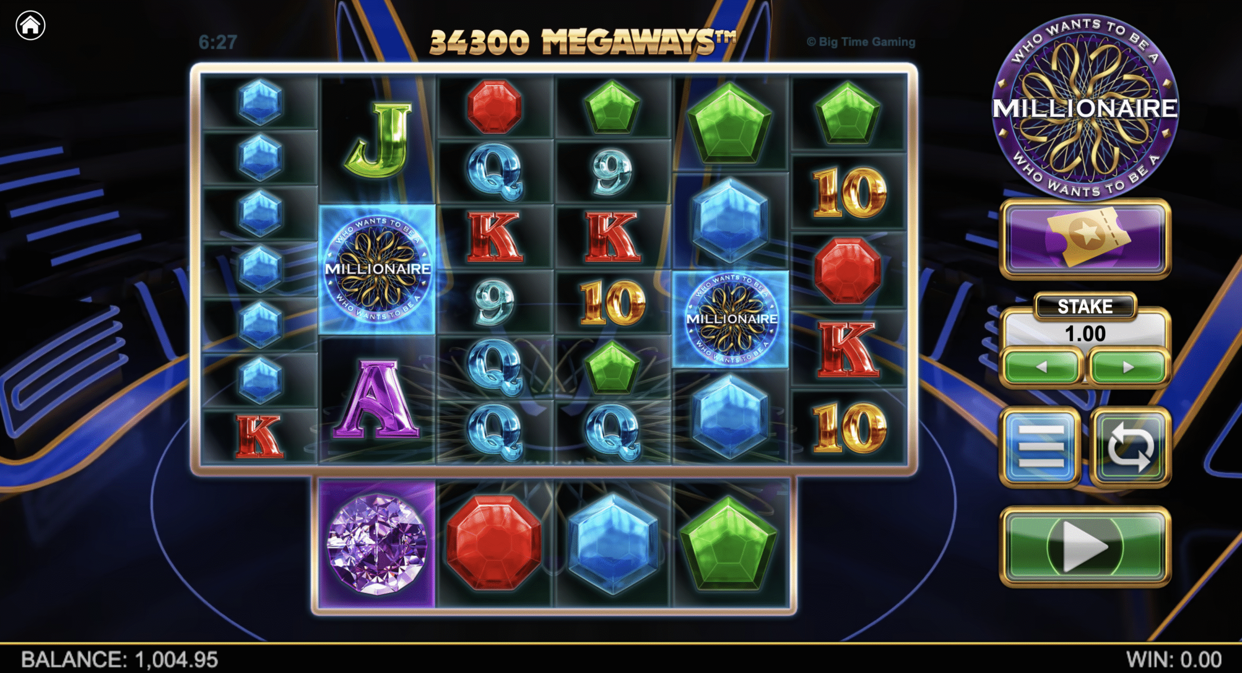 Symbol paytable of Who Wants to Be a Millionaire Megaways with quiz show icons