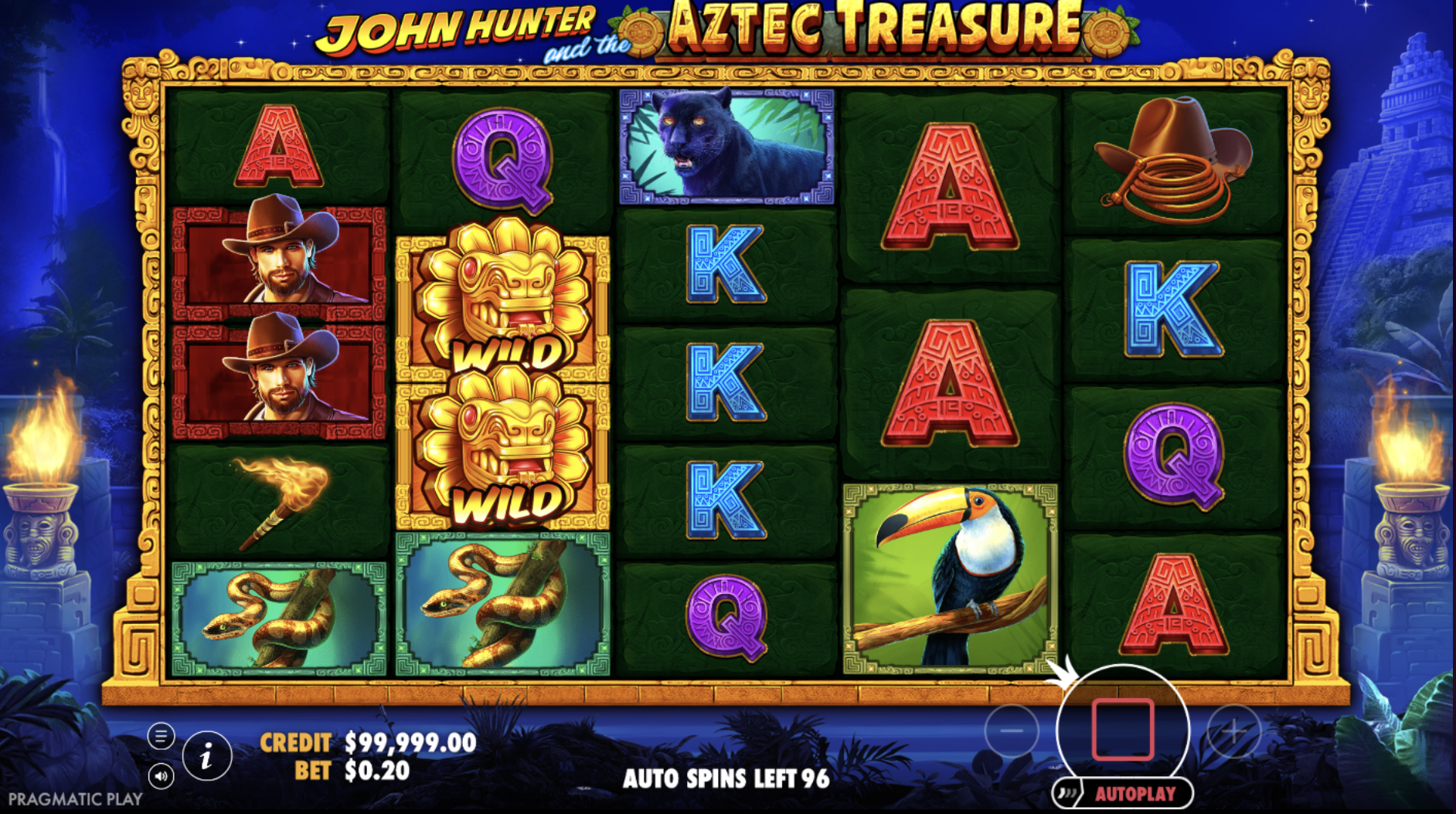 Technical specifications of John Hunter Aztec Treasure including RTP and volatility
