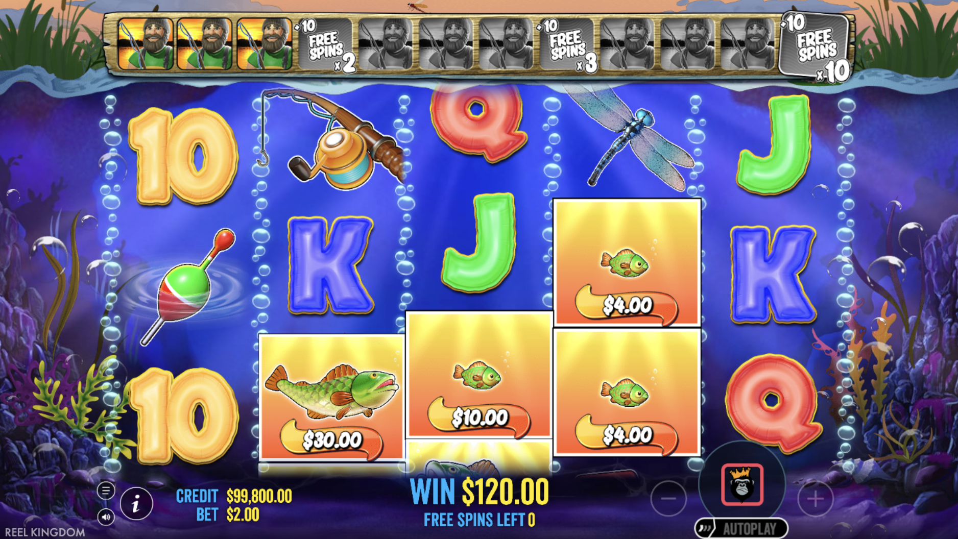 Money symbols and Hold Spin function in Big Bass slot