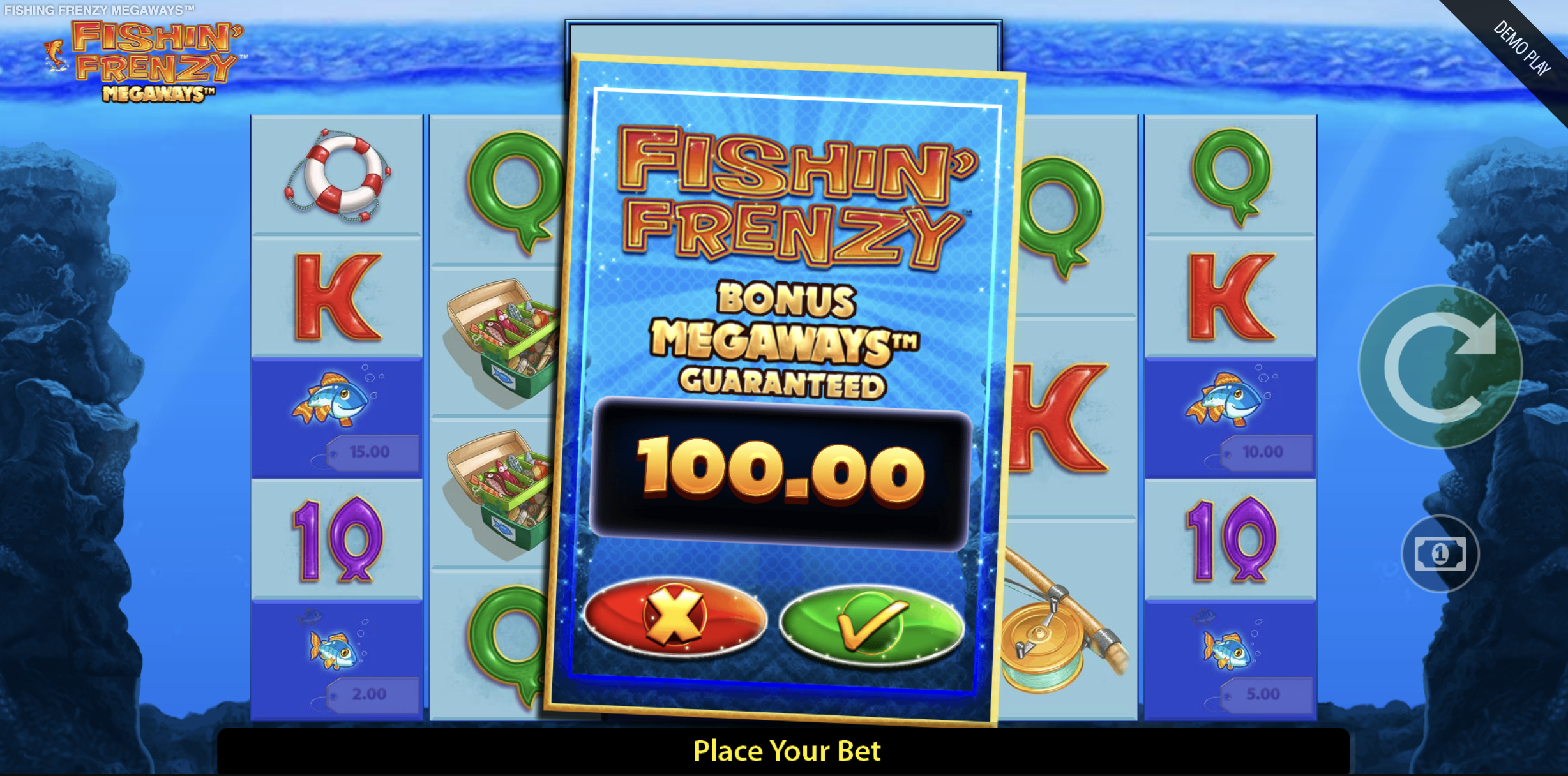 Free spins activation in Fishin' Frenzy Megaways