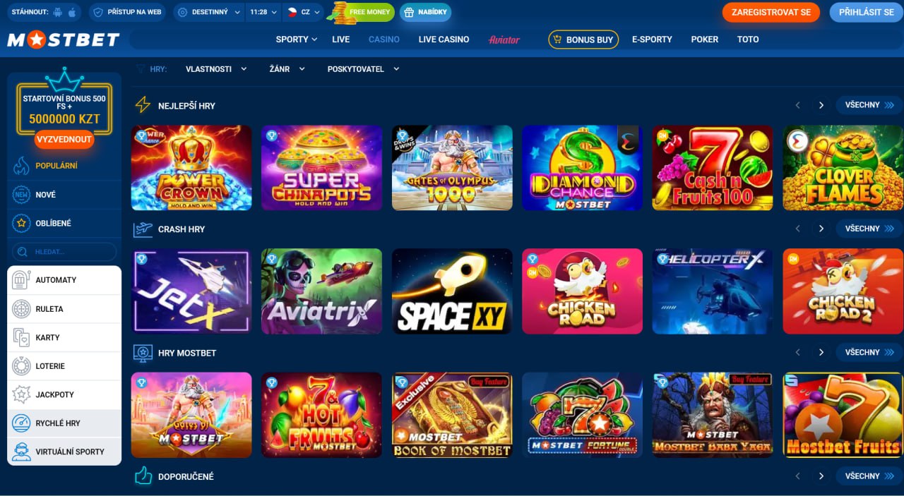 Mostbet casino hry a nabídka