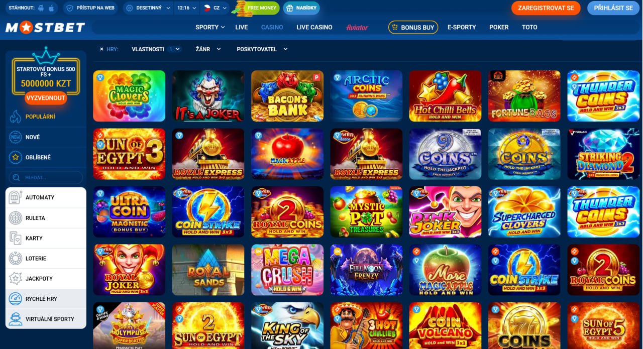 Automaty Mostbet CZ - výherní sloty a jackpot automaty