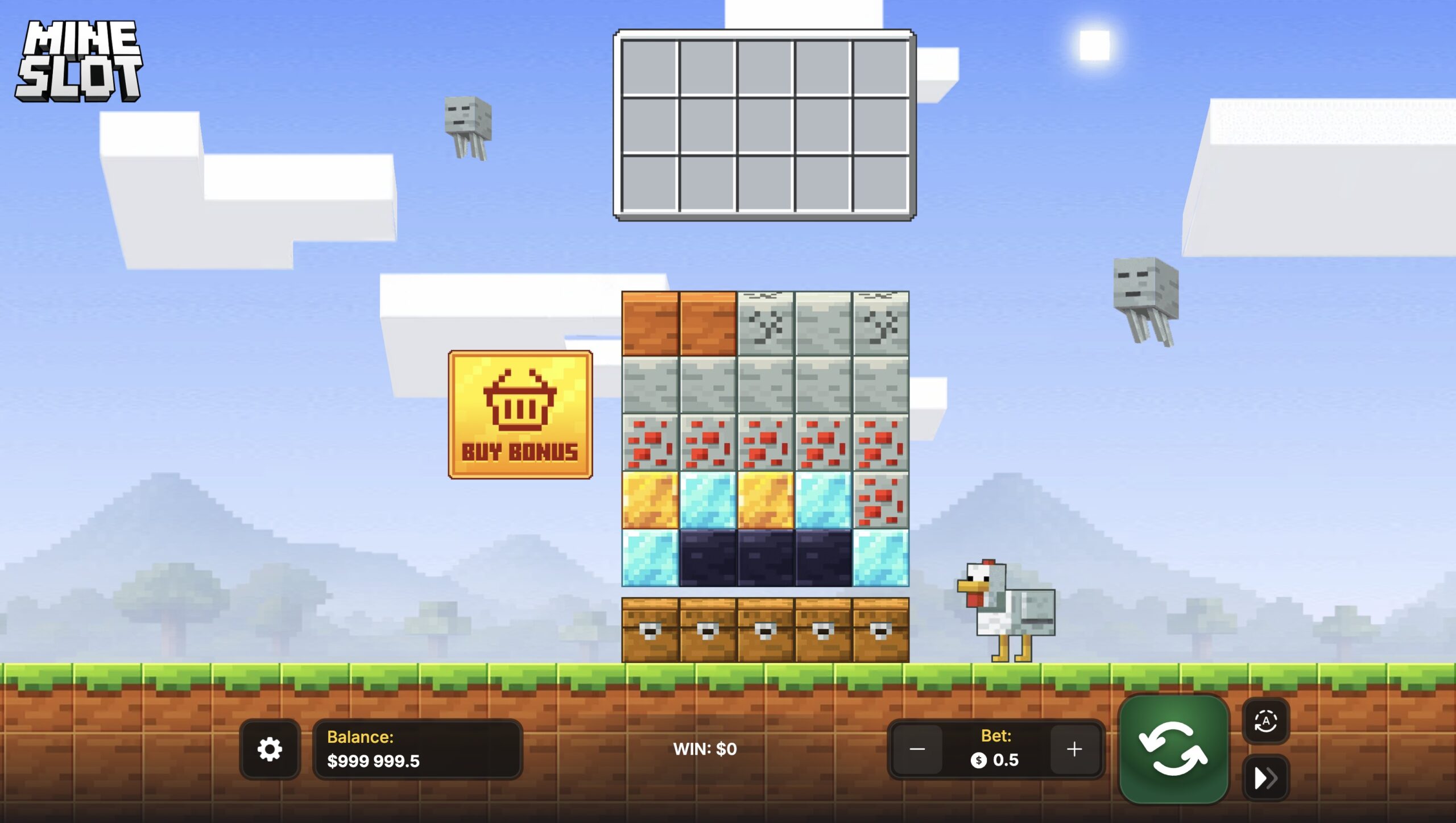 Block-revealing mechanics in Mine Slot